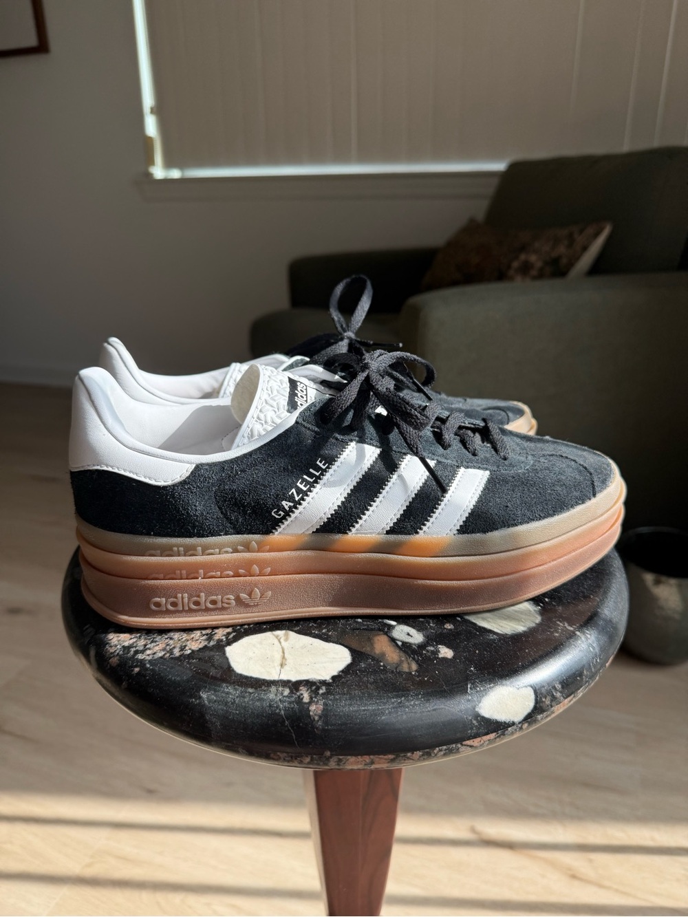 adidas Gazelle Platform Sneakers - Black, White, Gum